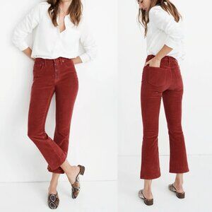 NWT Madewell Corduroy Red Button Front Edition Cali Demi-Boot Jeans Sz 27